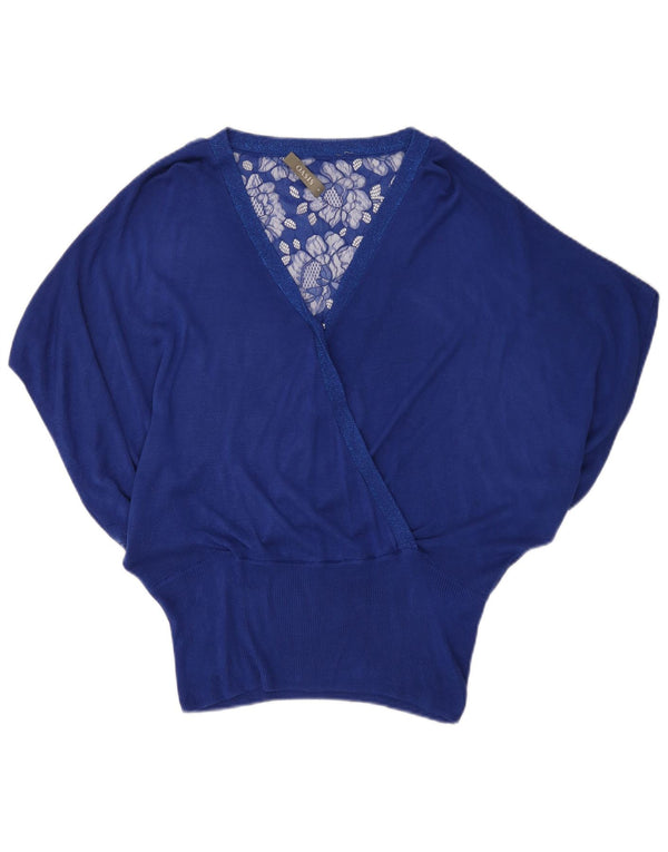 Γυναικεία μπλούζα μπλούζας Oasis Top UK 14 Medium Blue Floral Viscose