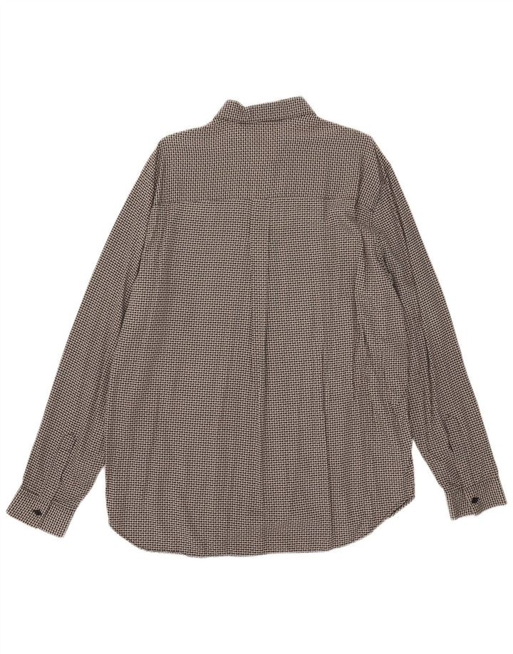 Vintage ανδρικό πουκάμισο μεγάλο γκρι Houndstooth βισκόζη