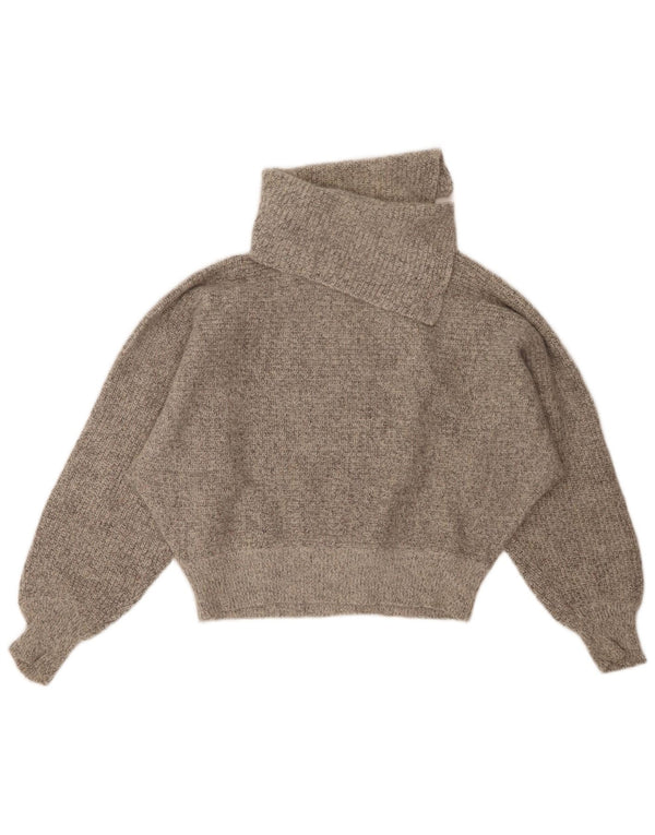 BAGARRY Γυναικείο Crop Roll Neck πουλόβερ UK 14 Large Grey Flecked