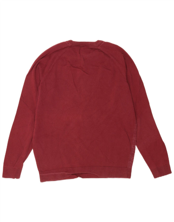 Jack & Jones Ανδρικό πουλόβερ με λαιμόκοψη, μεσαίο κόκκινο βαμβακερό