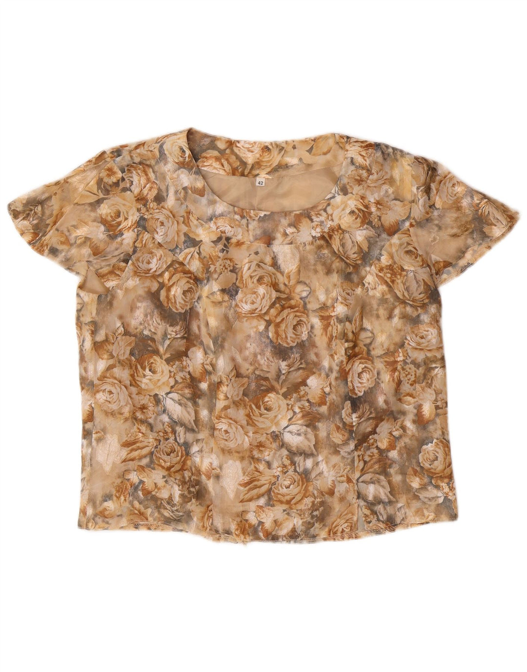 VINTAGE Γυναικεία Crop Μπλούζα Τοπ IT 42 Medium Beige Floral