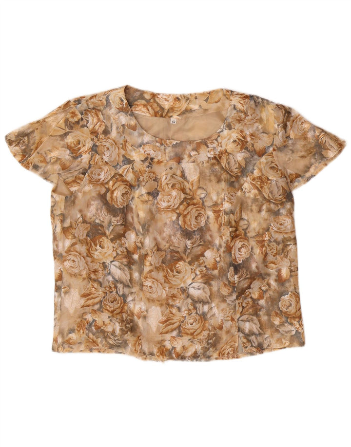 VINTAGE Γυναικεία Crop Μπλούζα Τοπ IT 42 Medium Beige Floral