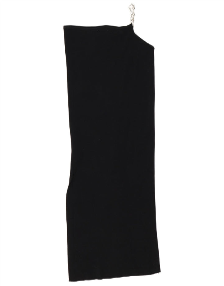 Zara Γυναικείο φόρεμα με έναν ώμο UK 10 Small Black Viscose