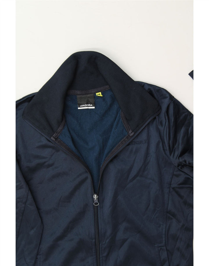 DIADORA Womens Tracksuit Top Jacket UK 14 Medium Navy Blue Polyester Vintage Diadora and Second-Hand Diadora from Messina Hembry 
