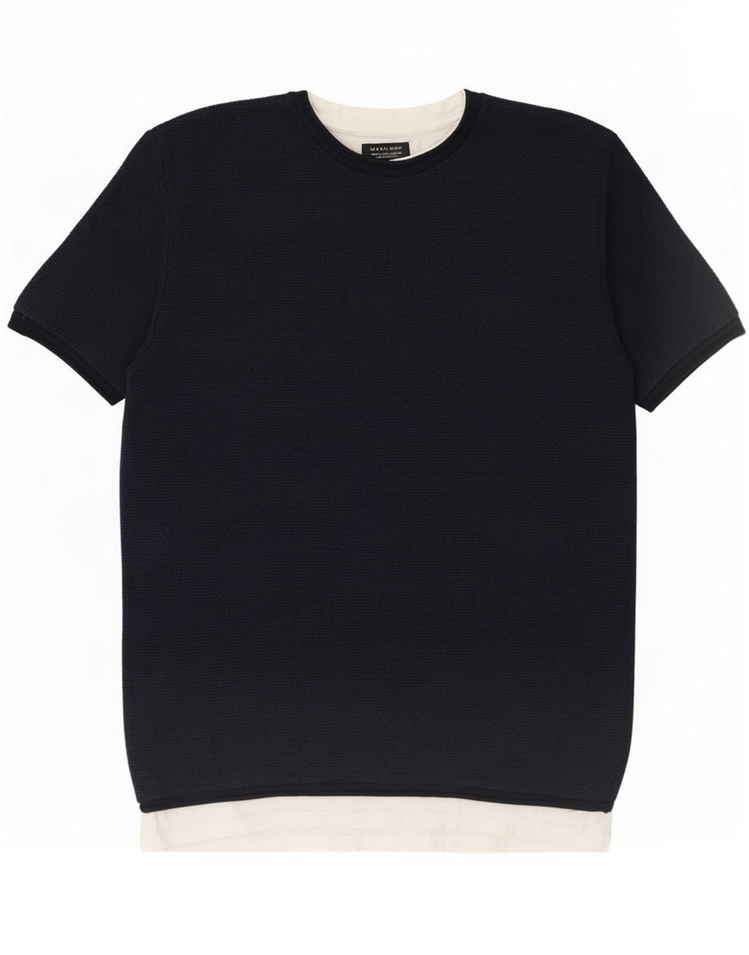 Zara Ανδρικό T-Shirt Top Large Navy Blue Colourblock