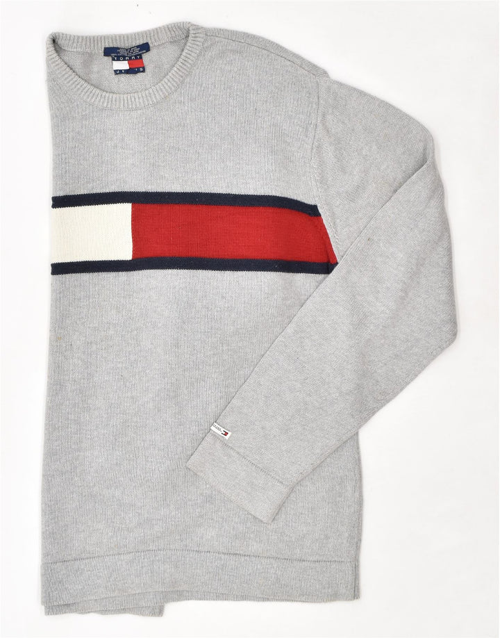 TOMMY HILFIGER Ανδρικό γραφικό φούτερ Jumper μεγάλο γκρι βαμβακερό