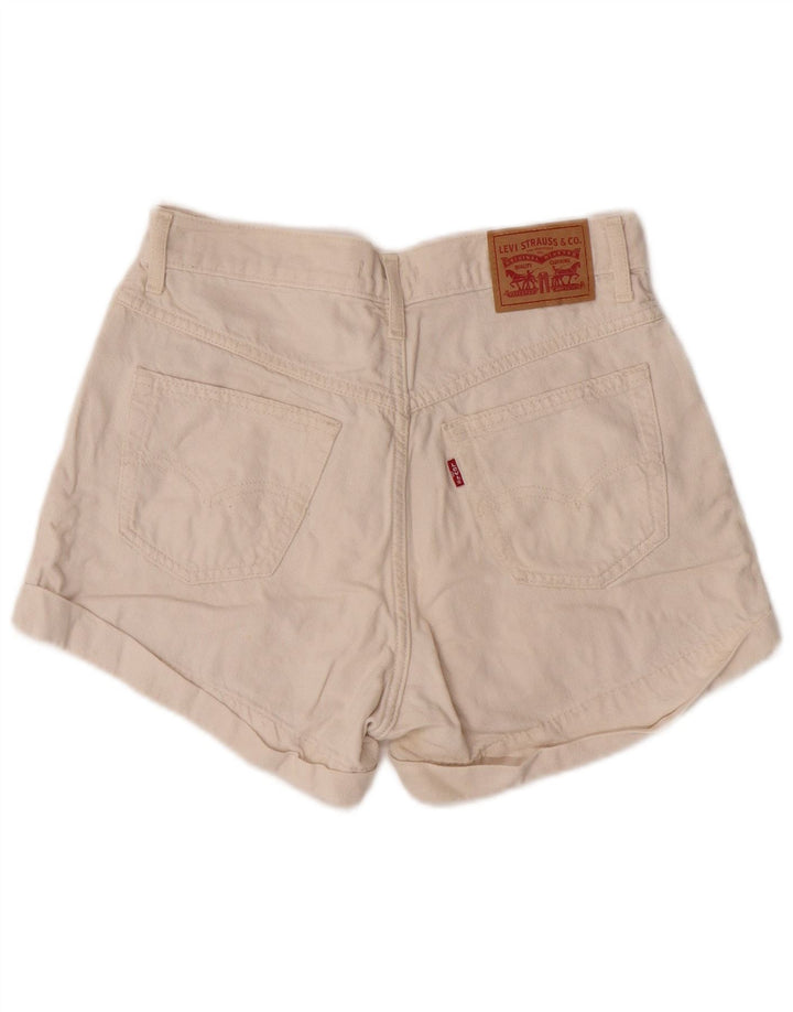 Γυναικείο μαμά ψηλόμεσο τζιν σορτς Levi's W27 Small Off White Classic
