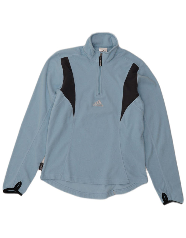 Adidas Γυναικείο Climawarm με φερμουάρ Fleece Jumper UK 10 Small Blue Colourblock