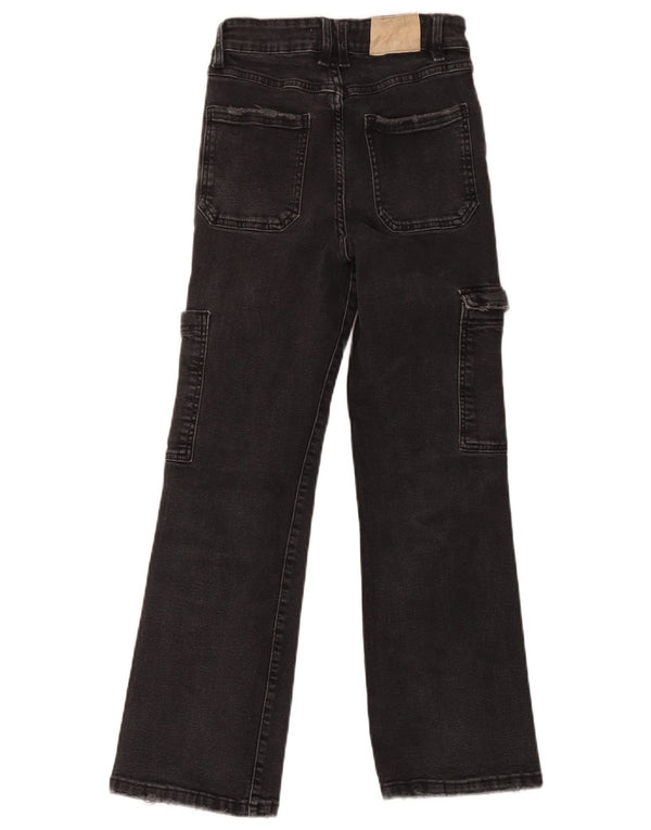 Zara Girls Cargo Flared Jeans 13-14 ετών W26 L26 Μαύρο βαμβακερό