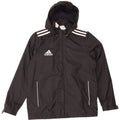 ADIDAS Boys Hooded Rain Jacket 13-14 Years Black Nylon
