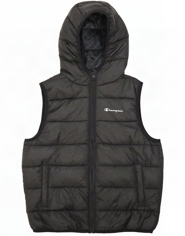 Champion Boys Hooded Padded Gilet 13-14 Years XL Black Polyester