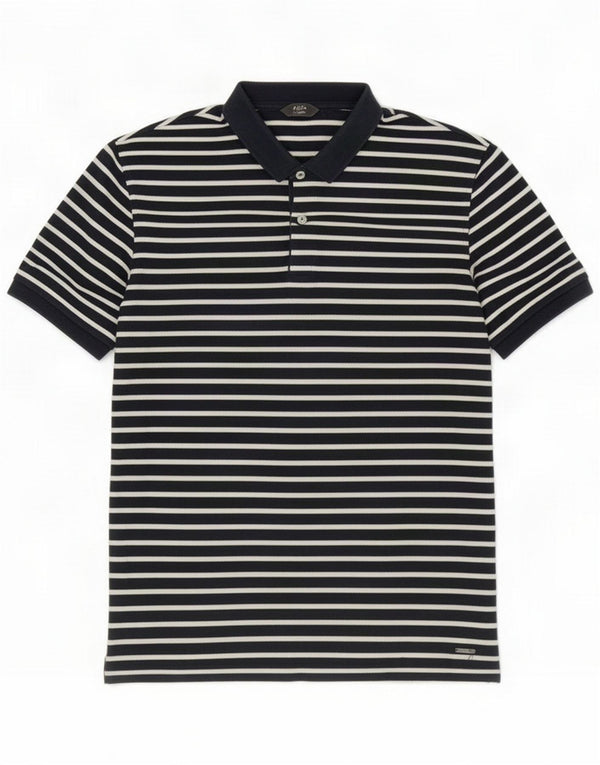Massimo Dutti ανδρικό μπλουζάκι πόλο XL Navy μπλε ριγέ βαμβακερό