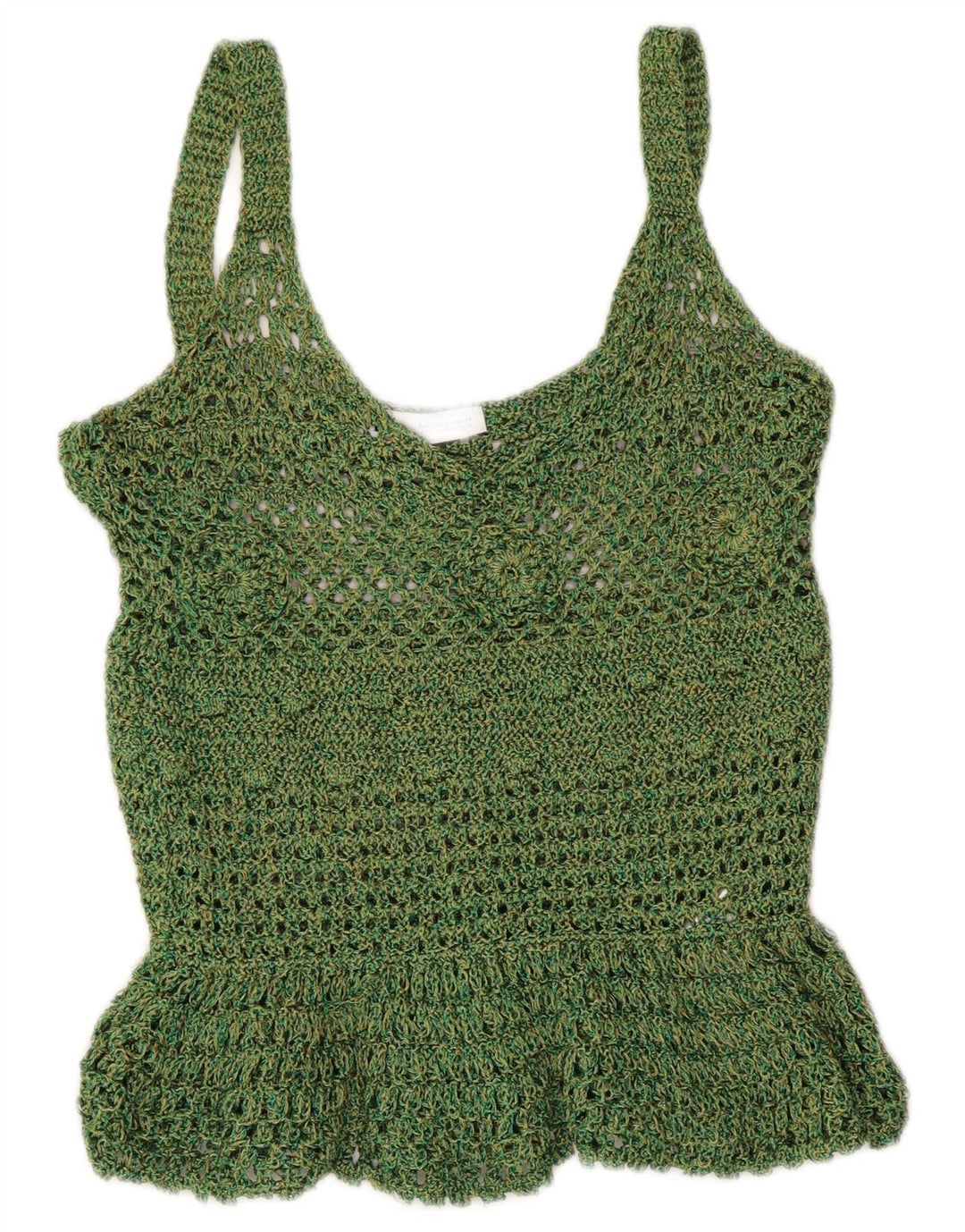 Zara Γυναικείο Crochet Cami Top UK 8 Small Green Polyester