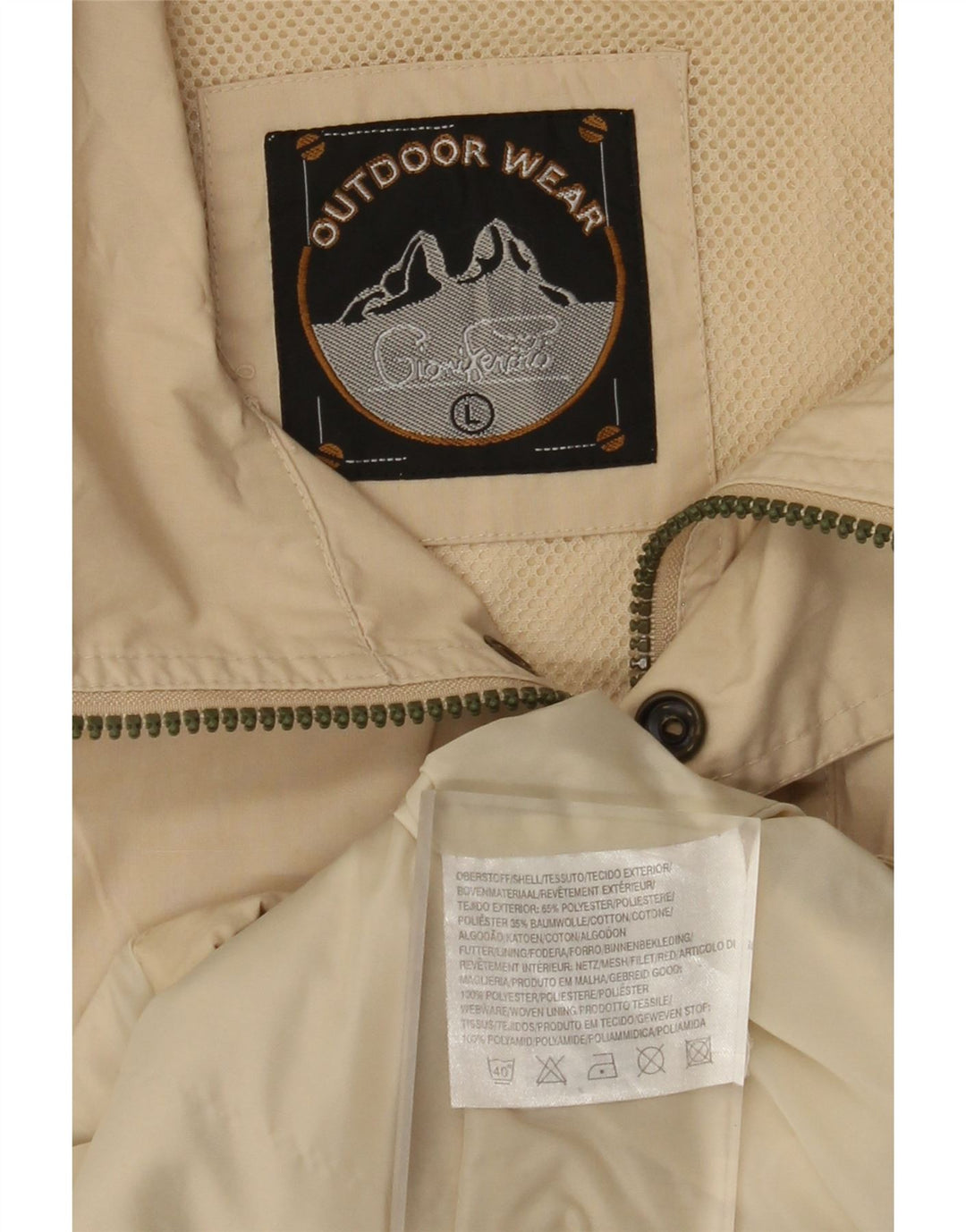 VINTAGE Mens Utility Gilet UK 40 Large Beige Polyester