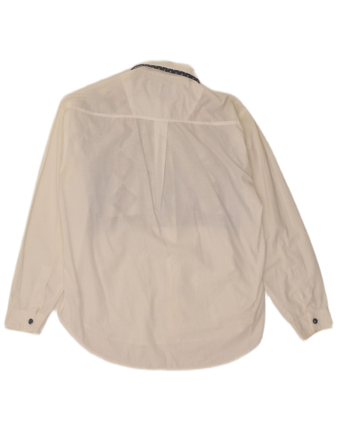 Vintage Γυναικείο πουκάμισο Oversized Μπλούζα UK 14 Μεσαίο λευκό γεωμετρικό βαμβάκι