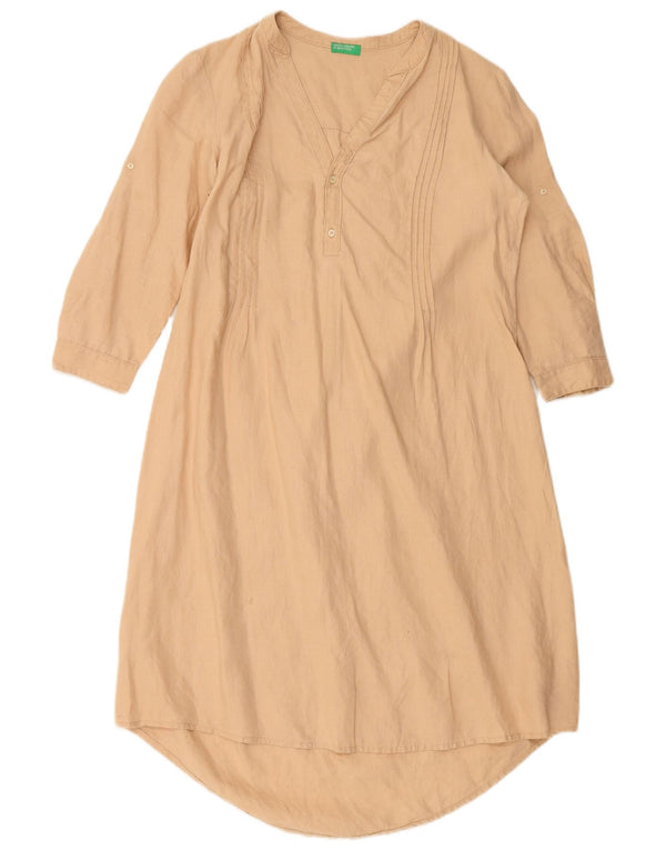 BENETTON Γυναικείο τουνίκ φόρεμα 3/4 μανίκι UK 14 Medium Beige