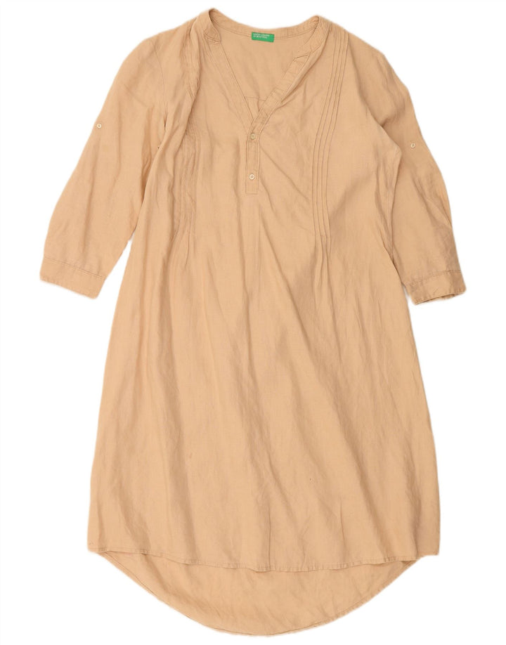 BENETTON Γυναικείο τουνίκ φόρεμα 3/4 μανίκι UK 14 Medium Beige