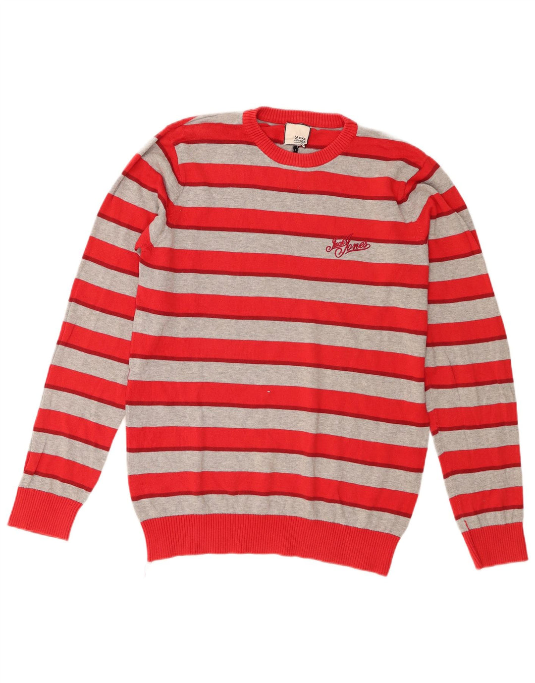 Jack & Jones Ανδρικό πουλόβερ με κανονική εφαρμογή Crew Neck Jumper Μικρό κόκκινο ριγέ