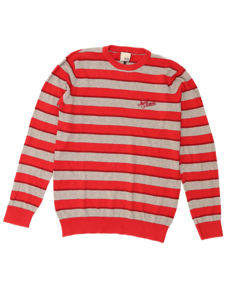 Jack & Jones Ανδρικό πουλόβερ με κανονική εφαρμογή Crew Neck Jumper Μικρό κόκκινο ριγέ