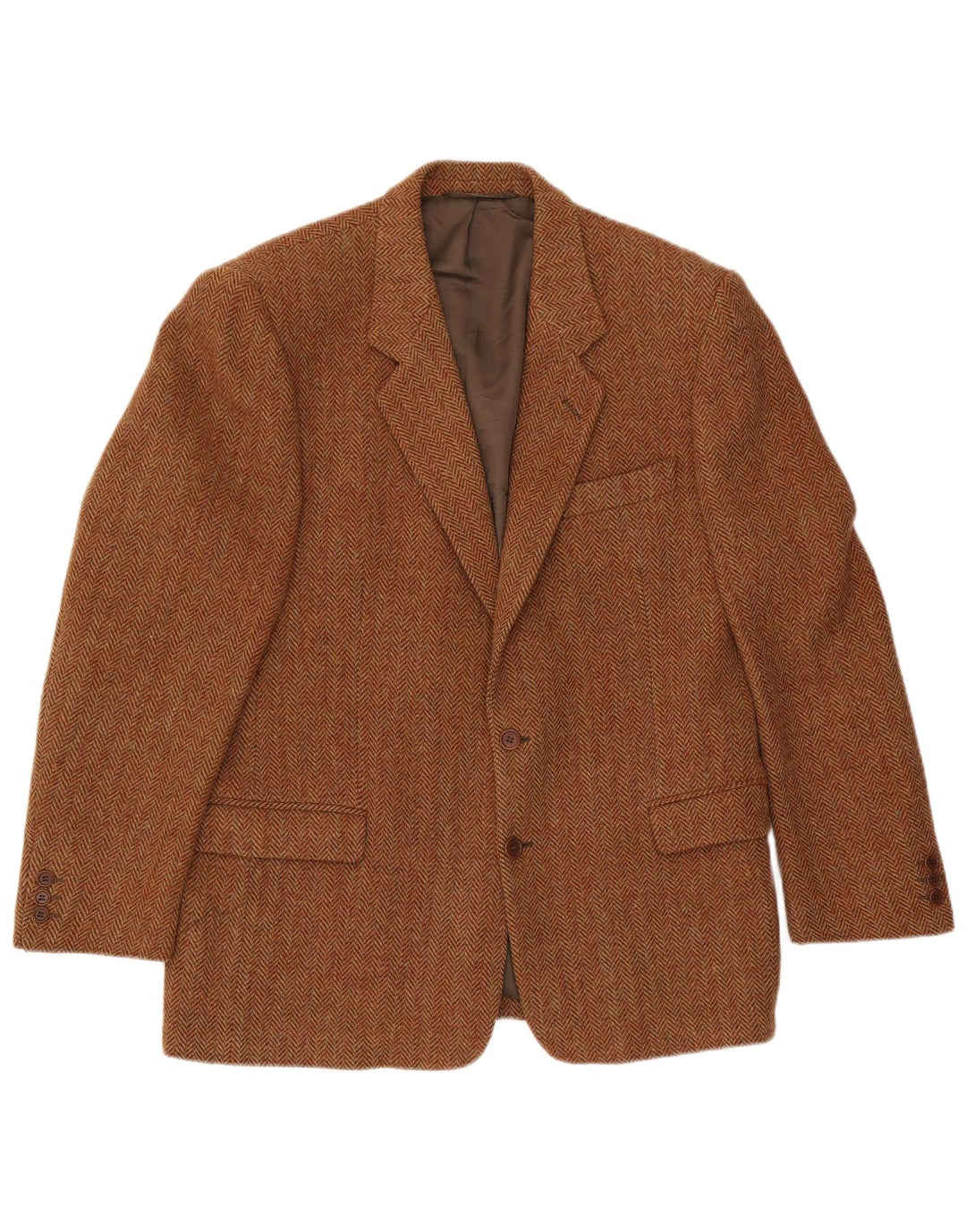 Ανδρικό μπουφάν Harris Tweed 2 Button Blazer IT 54 2XL Μαλλί ψαροκόκαλο καφέ