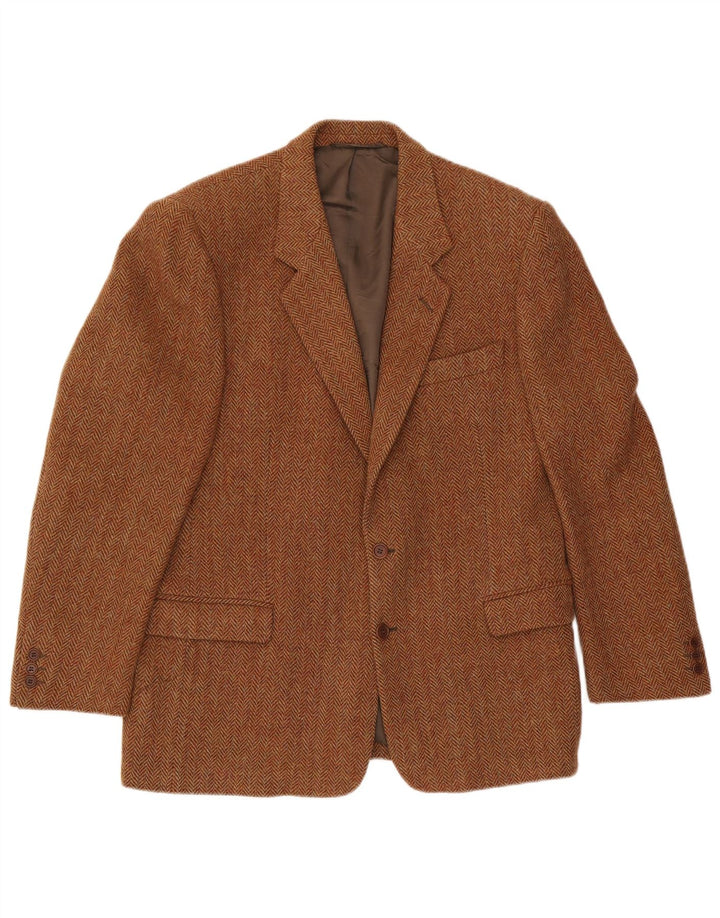 Ανδρικό μπουφάν Harris Tweed 2 Button Blazer IT 54 2XL Μαλλί ψαροκόκαλο καφέ