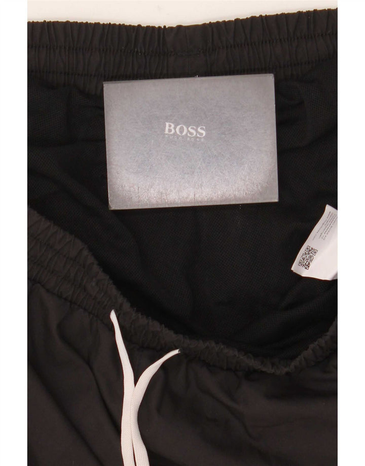 Ανδρικό γραφικό σορτς κολύμβησης Hugo Boss μεγάλο μαύρο πολυεστέρα