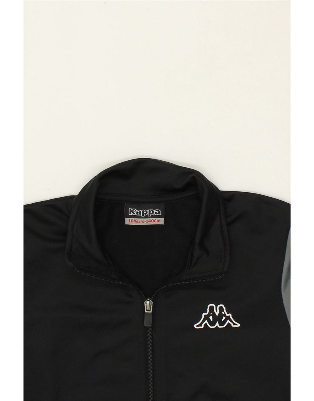 KAPPA Boys Graphic Tracksuit Top Jacket 9-10 Years Black Colourblock Vintage Kappa and Second-Hand Kappa from Messina Hembry 