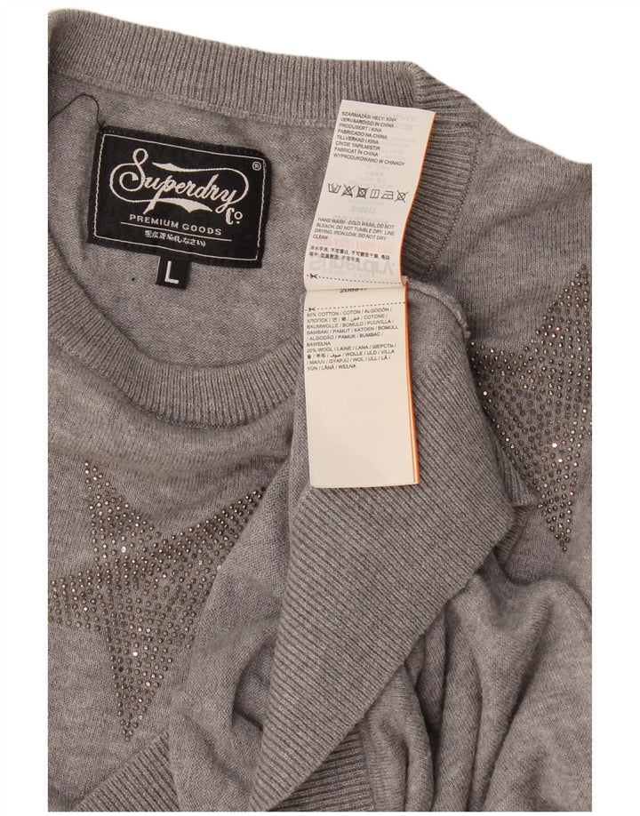 Superdry Γυναικείο Abstract Pattern Crew Neck Jumper πουλόβερ UK 16 Large Grey