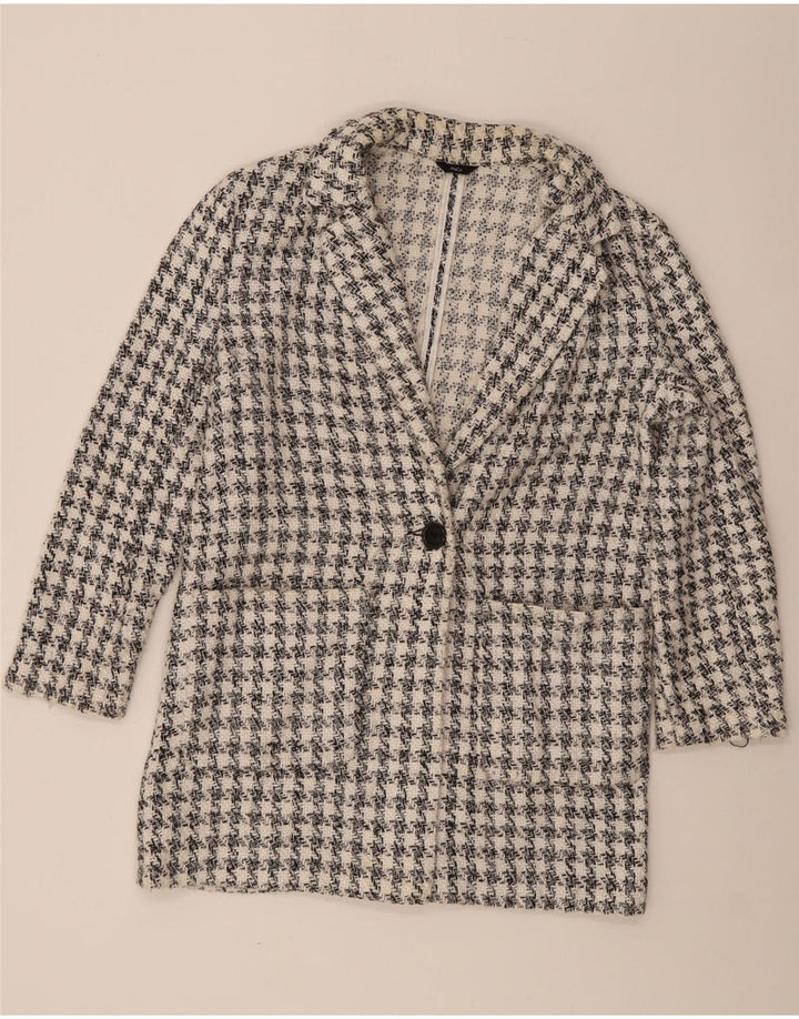M&Co Γυναικείο σακάκι σακάκι με 1 κουμπί UK 14 Medium White Houndstooth