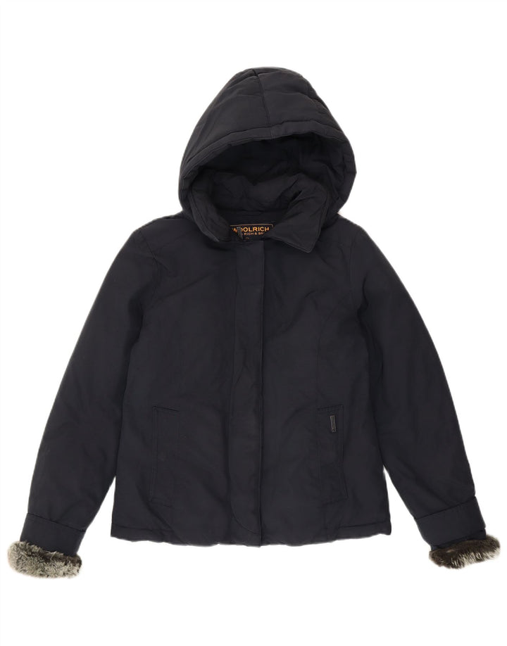 Woolrich Γυναικείο μπουφάν με κουκούλα UK 10 Small Navy Blue Cotton