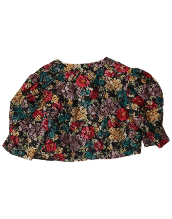 VINTAGE Γυναικείο μπουφάν Bolero με μανίκια UK 14 μεσαία πολύχρωμα φλοράλ
