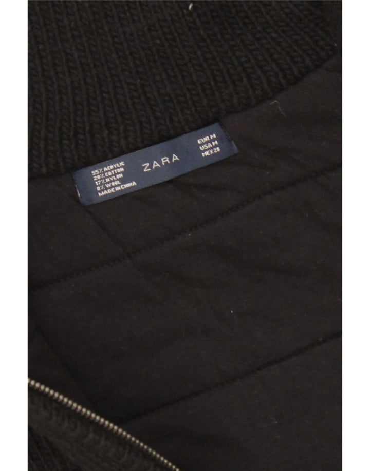 Zara Γυναικείο πλεκτό Gilet UK 14 Μέτριο Μαύρο Ακρυλικό