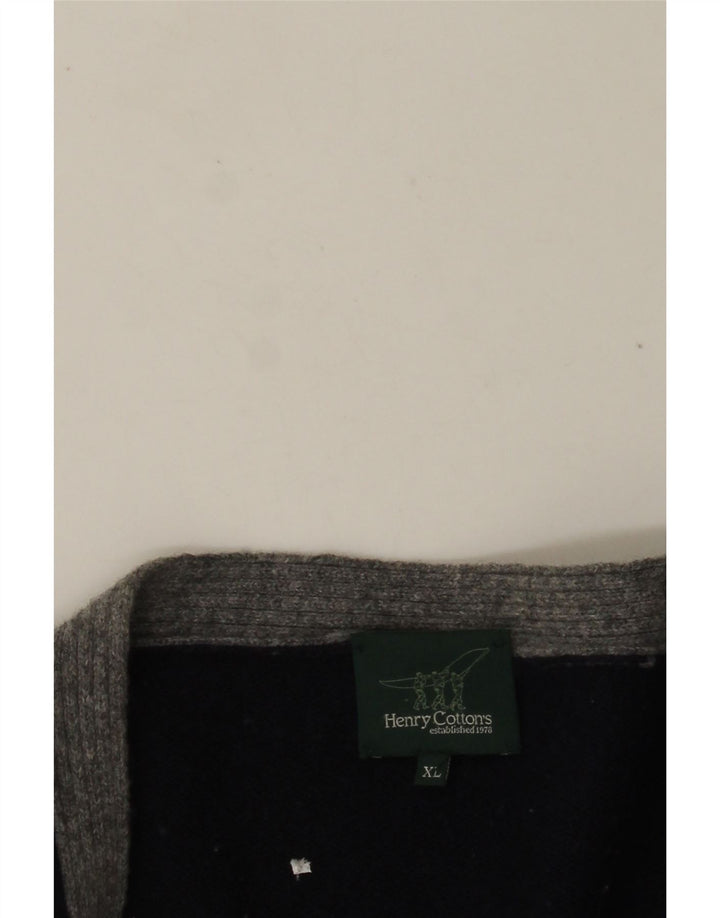 Ανδρικό πουλόβερ ζακέτα HENRY COTTONS XL Navy Blue Colourblock