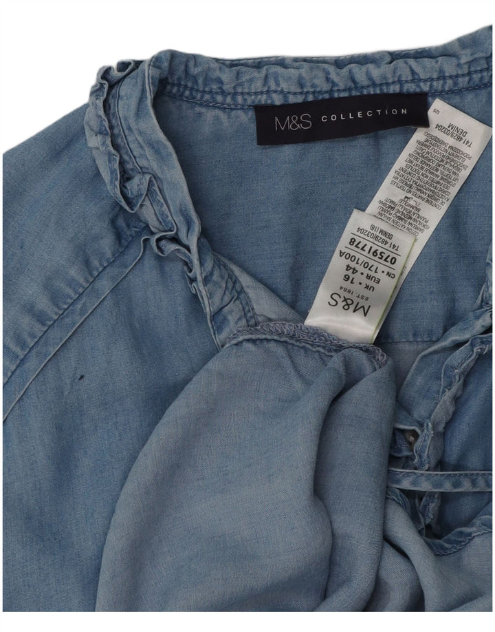 Marks & Spencer Γυναικείο βολάν μπροστά μεγάλο τζιν πουκάμισο UK 16 μεγάλο μπλε