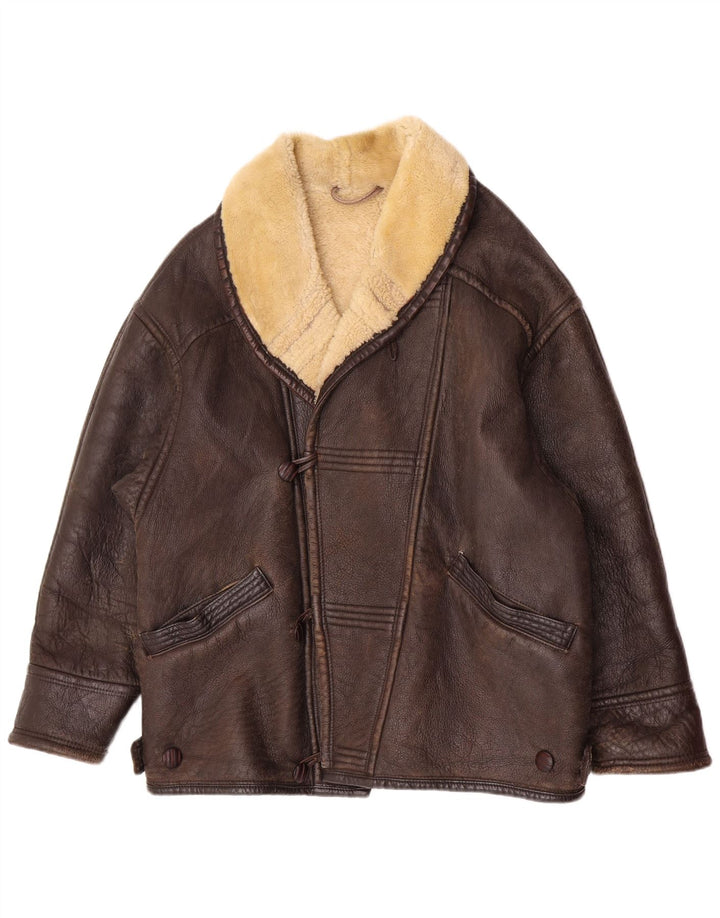 Vintage Ανδρικό Shearling Jacket UK 38 Medium Brown