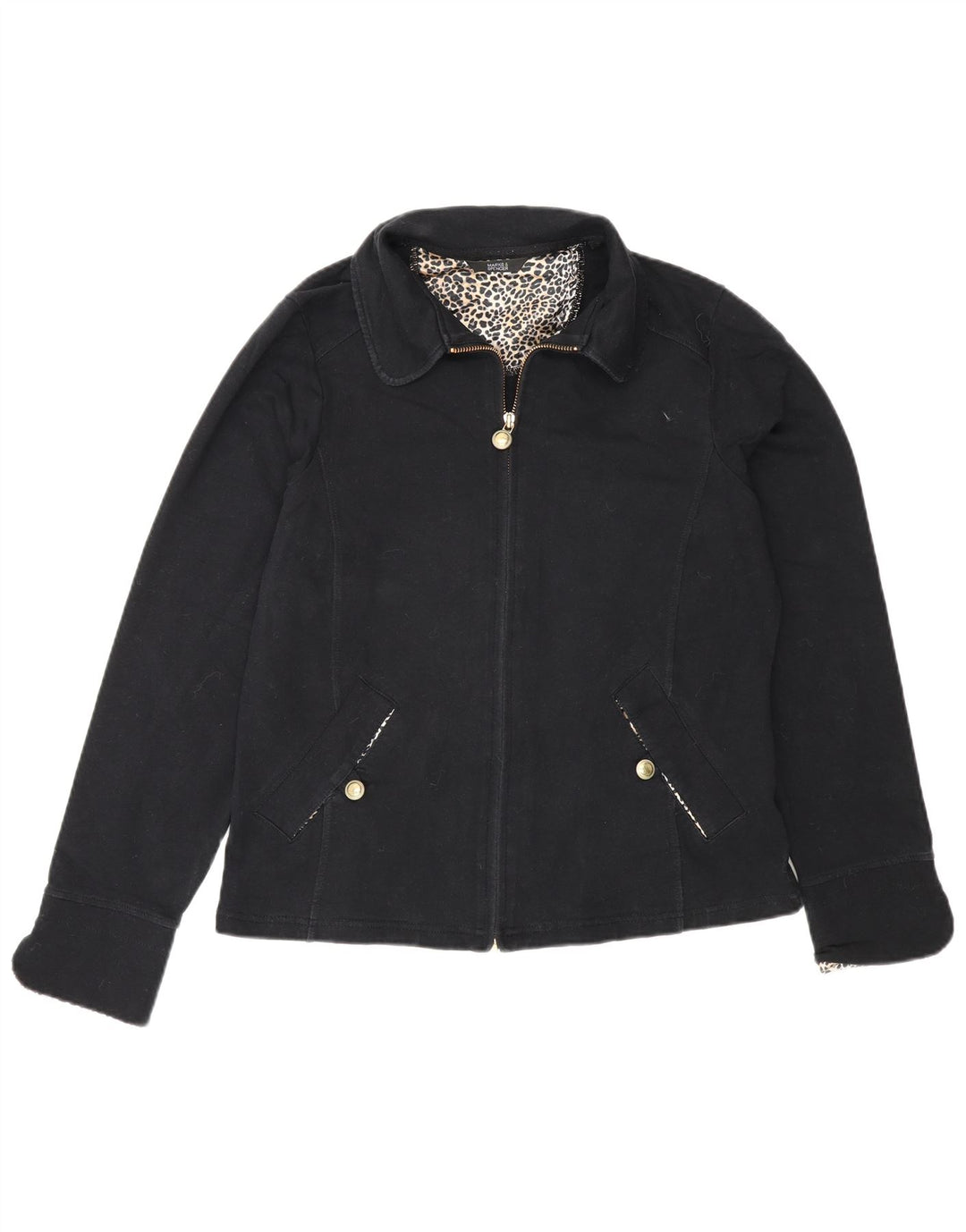 Marks & Spencer Γυναικείο Bomber Jacket UK 14 Medium Black Cotton