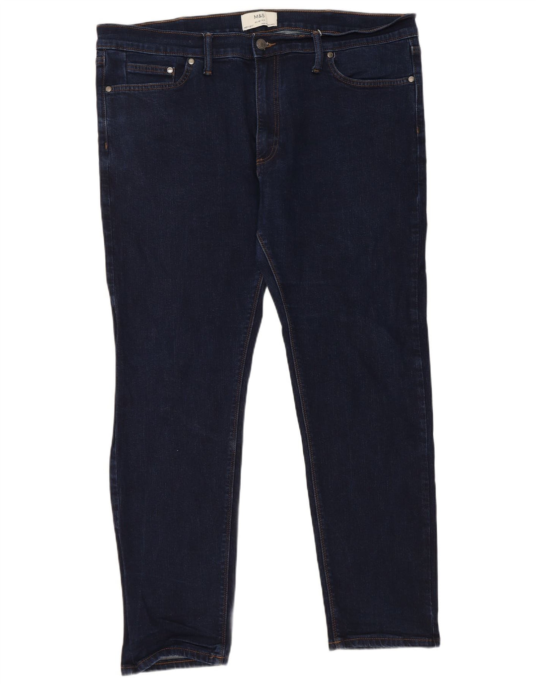 Marks & Spencer Γυναικεία Slim Jeans W40 L31 Navy Blue Cotton
