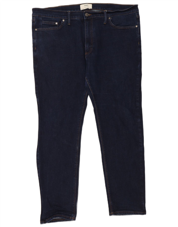Marks & Spencer Γυναικεία Slim Jeans W40 L31 Navy Blue Cotton