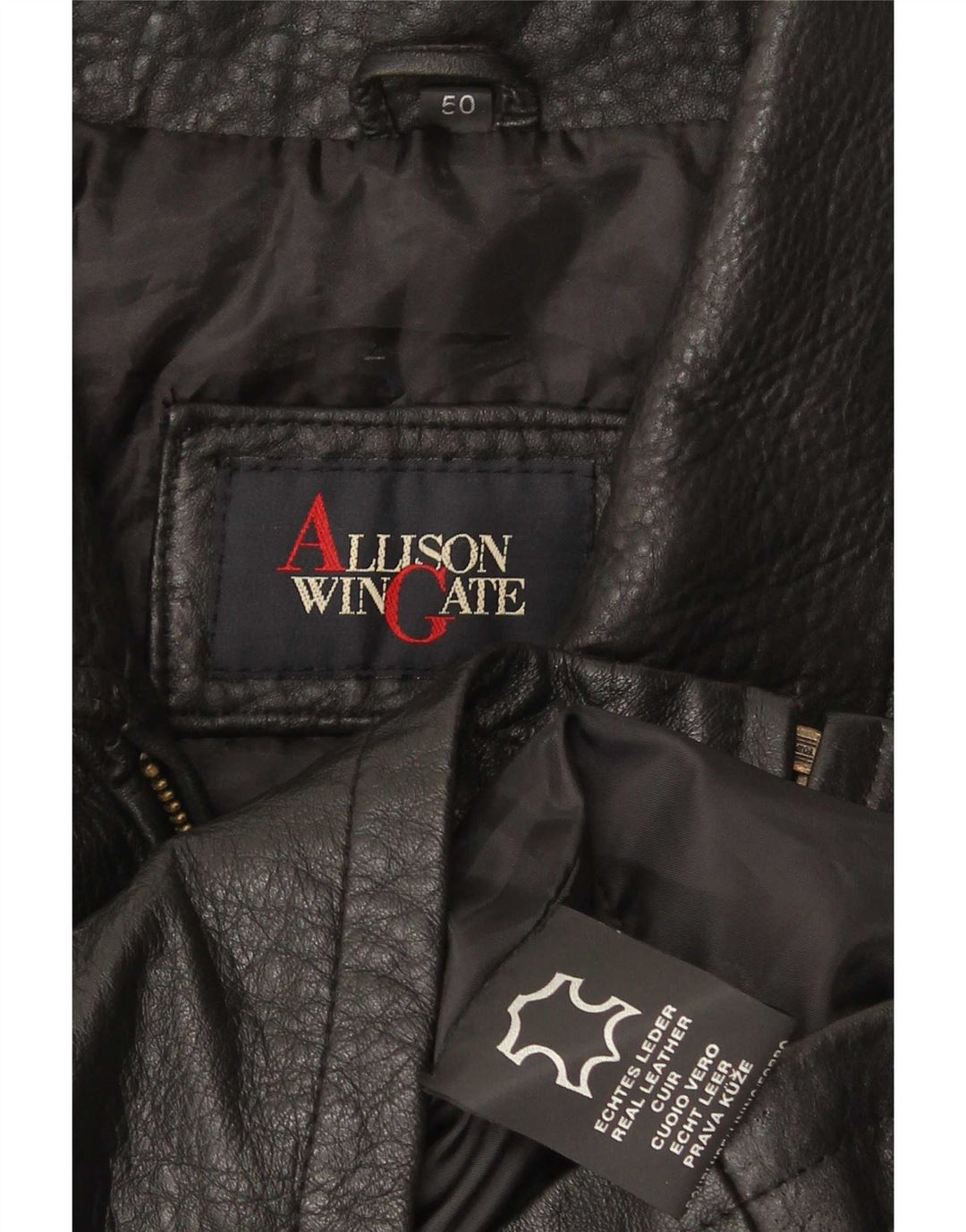 Allison Wingate Ανδρικό Δερμάτινο Μπουφάν IT 50 Large Μαύρο