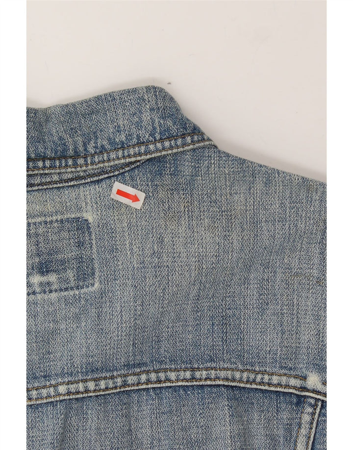 INDIAN RAGS Womens Denim Jacket UK 14 Medium Blue Cotton Classic Vintage Indian Rags and Second-Hand Indian Rags from Messina Hembry 