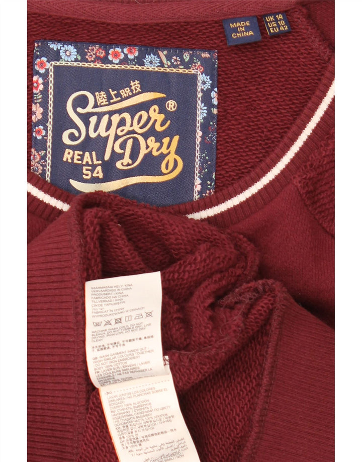 Superdry Γυναικεία γραφική μπλούζα μεγάλου μεγέθους Jumper UK 14 Large Maroon