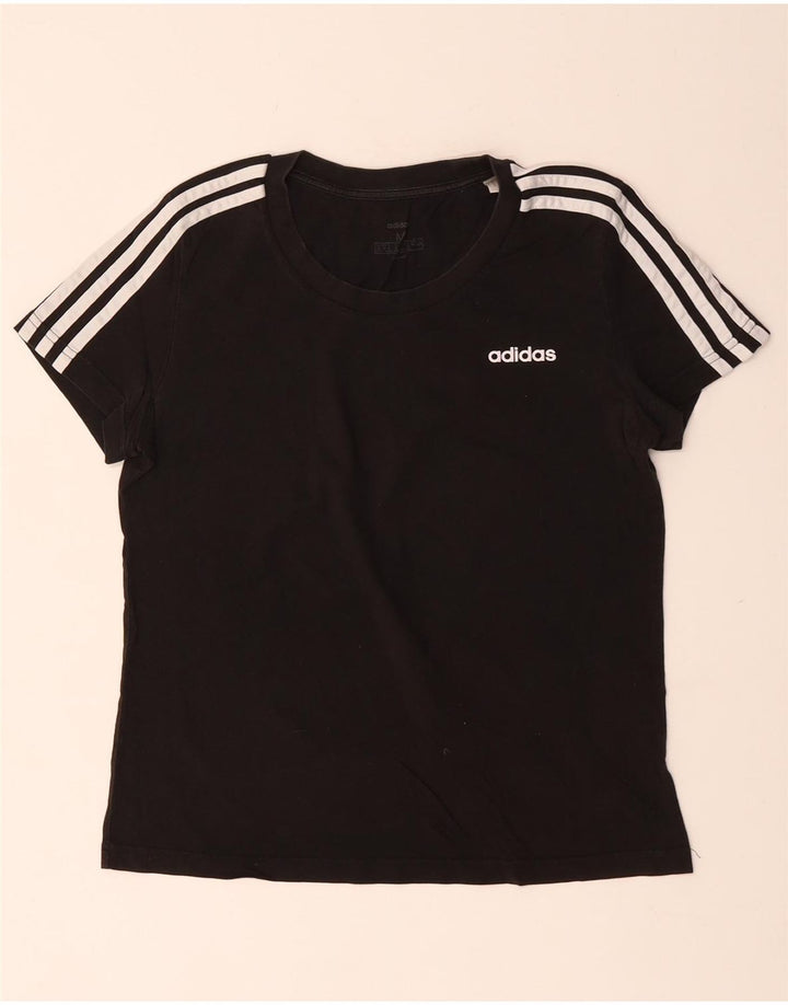 Γυναικείο T-Shirt ADIDAS Top UK 12/14 μεσαίο μαύρο βαμβακερό