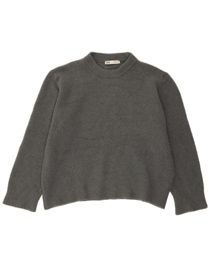 Zara γυναικείο πουλόβερ υπερμεγέθη Crew Neck Jumper UK 14 Medium Grey Acrylic