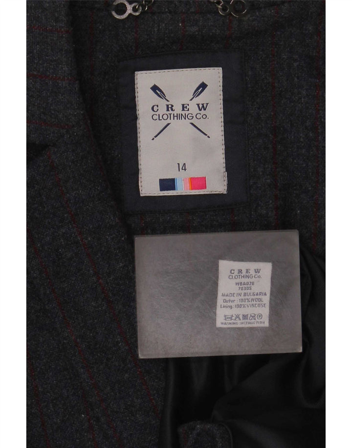 Crew Clothing Γυναικείο τζάκετ 2 κουμπιών UK 14 Large Grey Pinstripe Wool