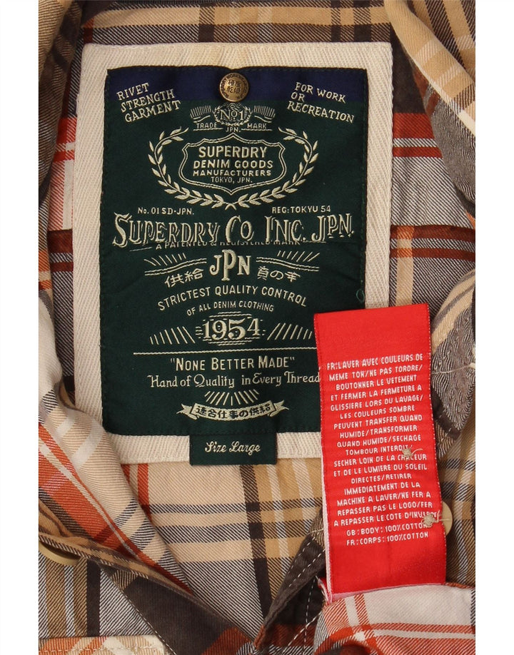 Ανδρικό φανελένιο πουκάμισο SUPERDRY Καφέ μεγάλο βαμβακερό