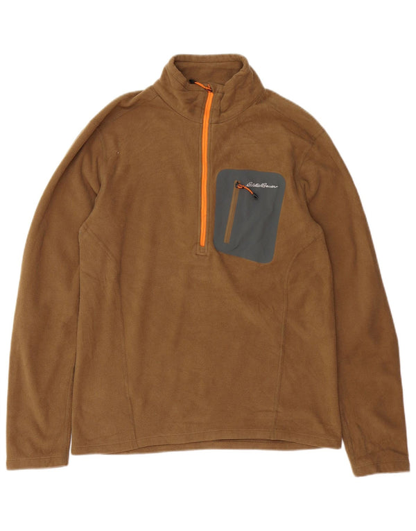 Eddie Bauer Ανδρικό φερμουάρ Polartec Fleece Jumper Μικρό μπεζ πολυεστέρας
