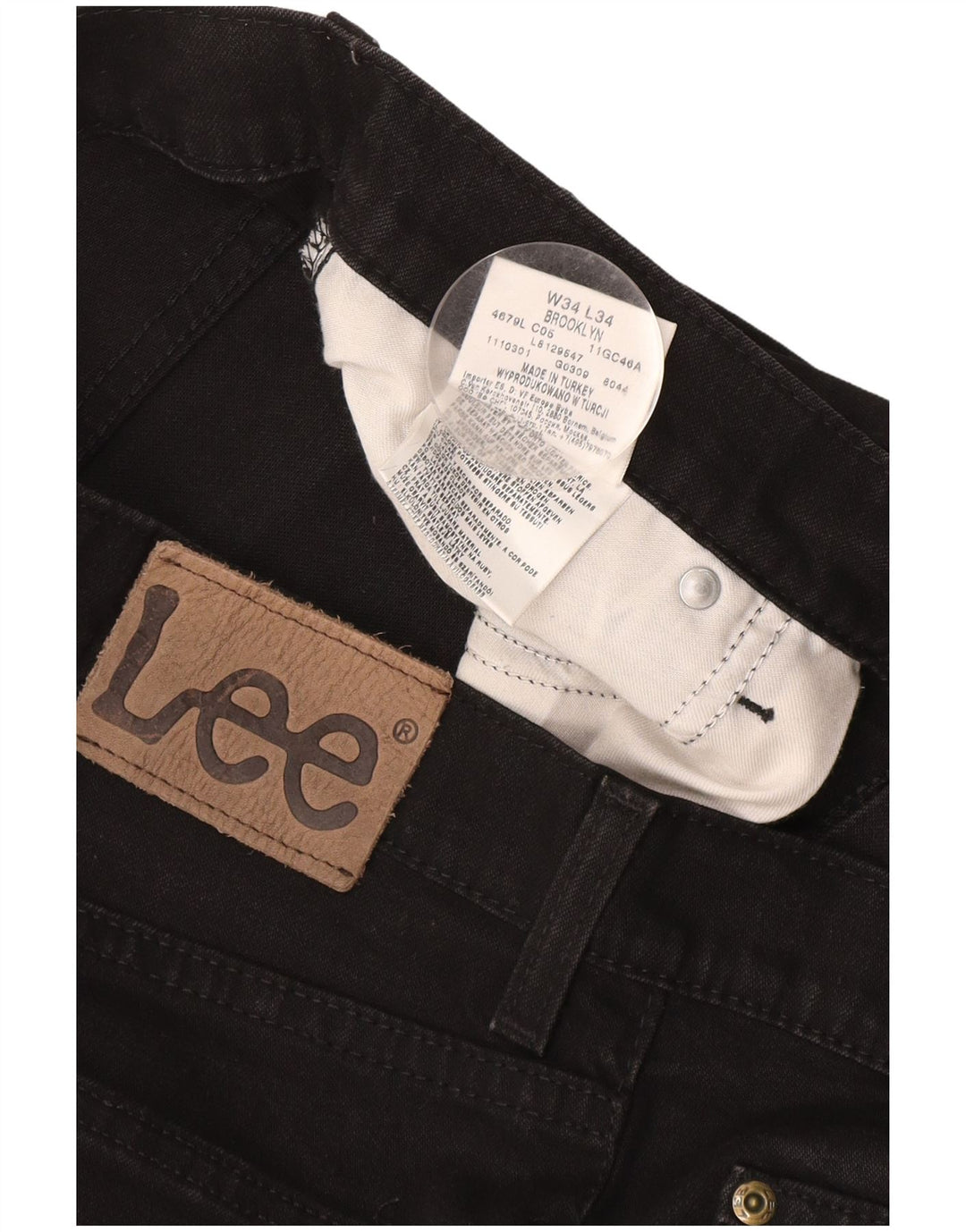 Lee Mens Brooklyn Straight Jeans W34 L30 Μαύρο βαμβακερό