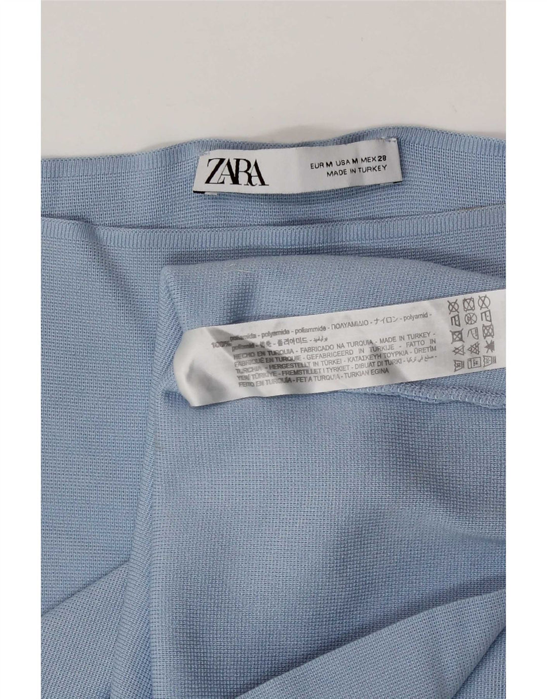 Zara Womens Crop Off Shoulder Top UK 12 Medium Blue Polyamide