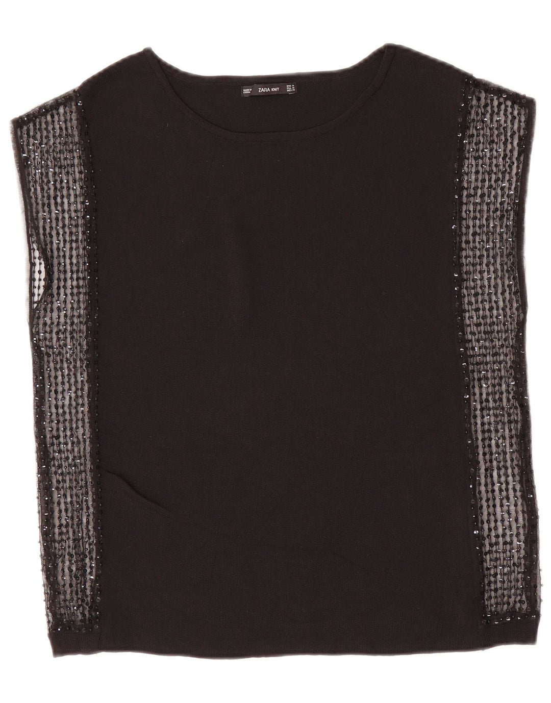 Zara Γυναικεία Αμάνικη Μπλούζα Τοπ UK 12 Medium Black