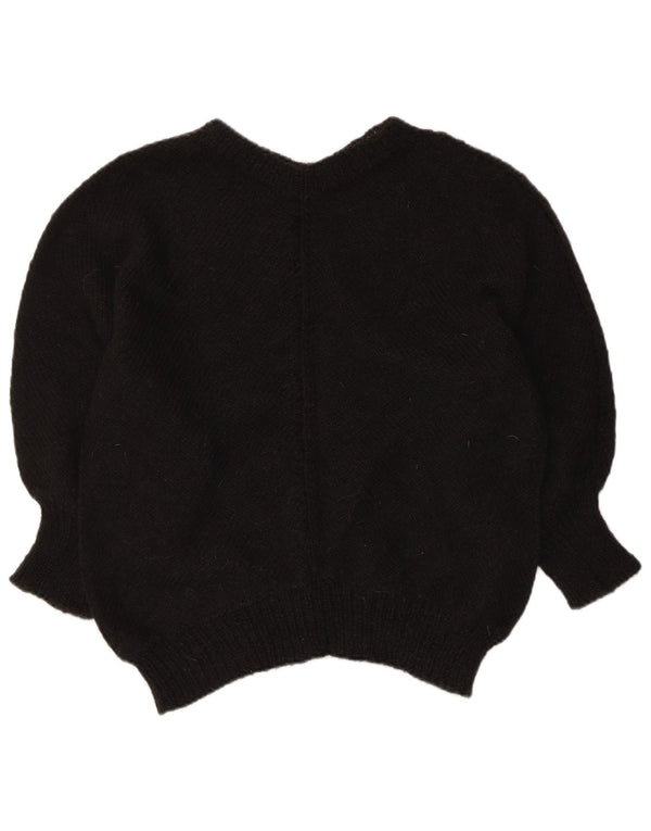 Vintage γυναικείο πουλόβερ με λαιμόκοψη 3/4 με μανίκια UK 14 μεσαίο μαύρο